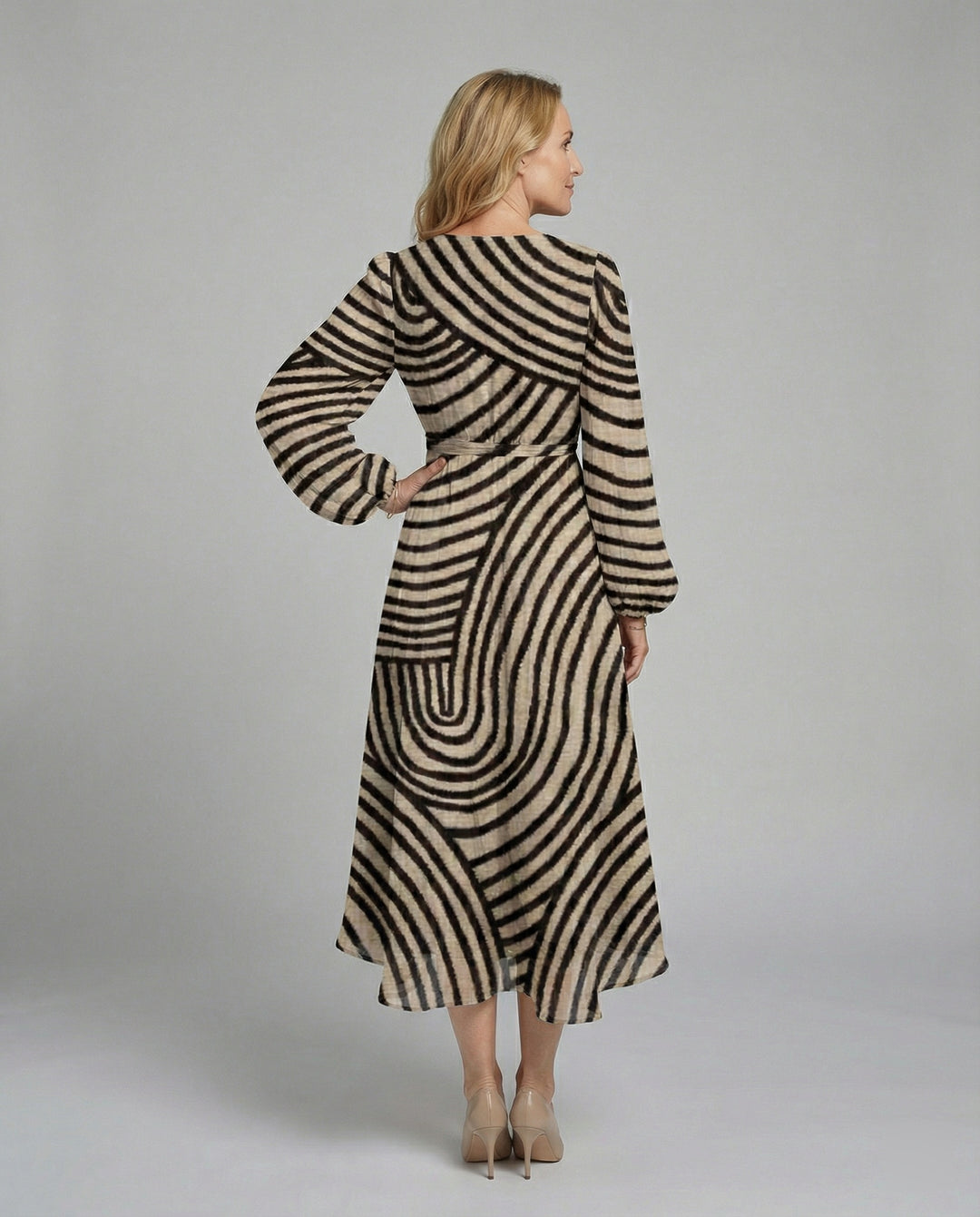 Damen Midikleid Chiffon Wickeloptik