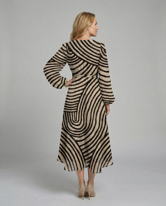 Damen Midikleid Chiffon Wickeloptik