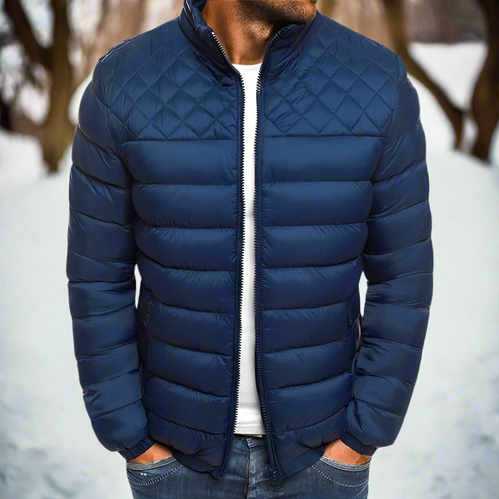 R&B | Gepaddingte Jacke Hoher Kragen Reißverschluss Hüftlange Gepaddingte Jacke