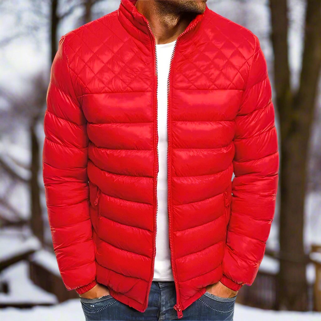 R&B | Gepaddingte Jacke Hoher Kragen Reißverschluss Hüftlange Gepaddingte Jacke