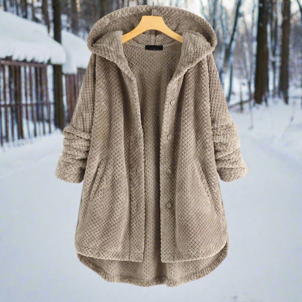 R&B | Bademantel - Strukturiertes Fleece - Lange und Lockere Passform - Knopfverschluss mit Taschen