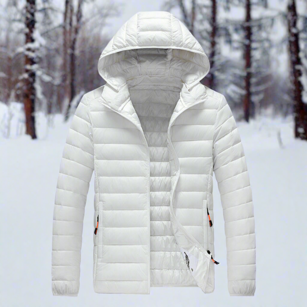 R&B | Nylon Pufferjacke mit Kapuze, gesteppte Pufferjacke