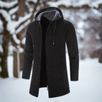 R&B | Jacke Mittellang Reißverschluss mit Kapuze Warm und Bequem