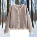 R&B | Cardigan-Jacke Weiche Teddy-Textur Offene Vorderseite Lässiger Schnitt