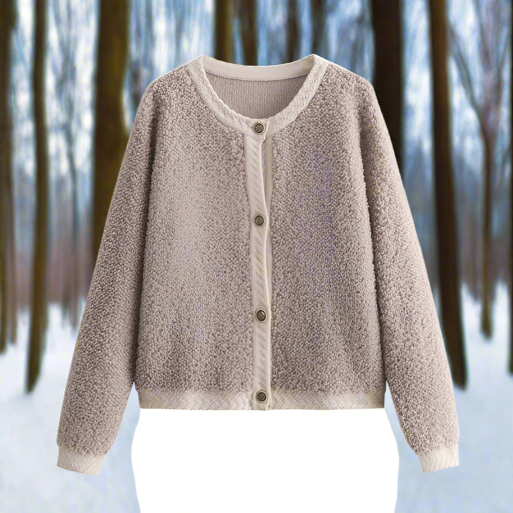 R&B | Cardigan-Jacke Weiche Teddy-Textur Offene Vorderseite Lässiger Schnitt