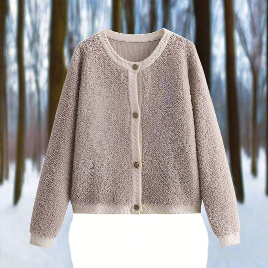 R&B | Cardigan-Jacke Weiche Teddy-Textur Offene Vorderseite Lässiger Schnitt