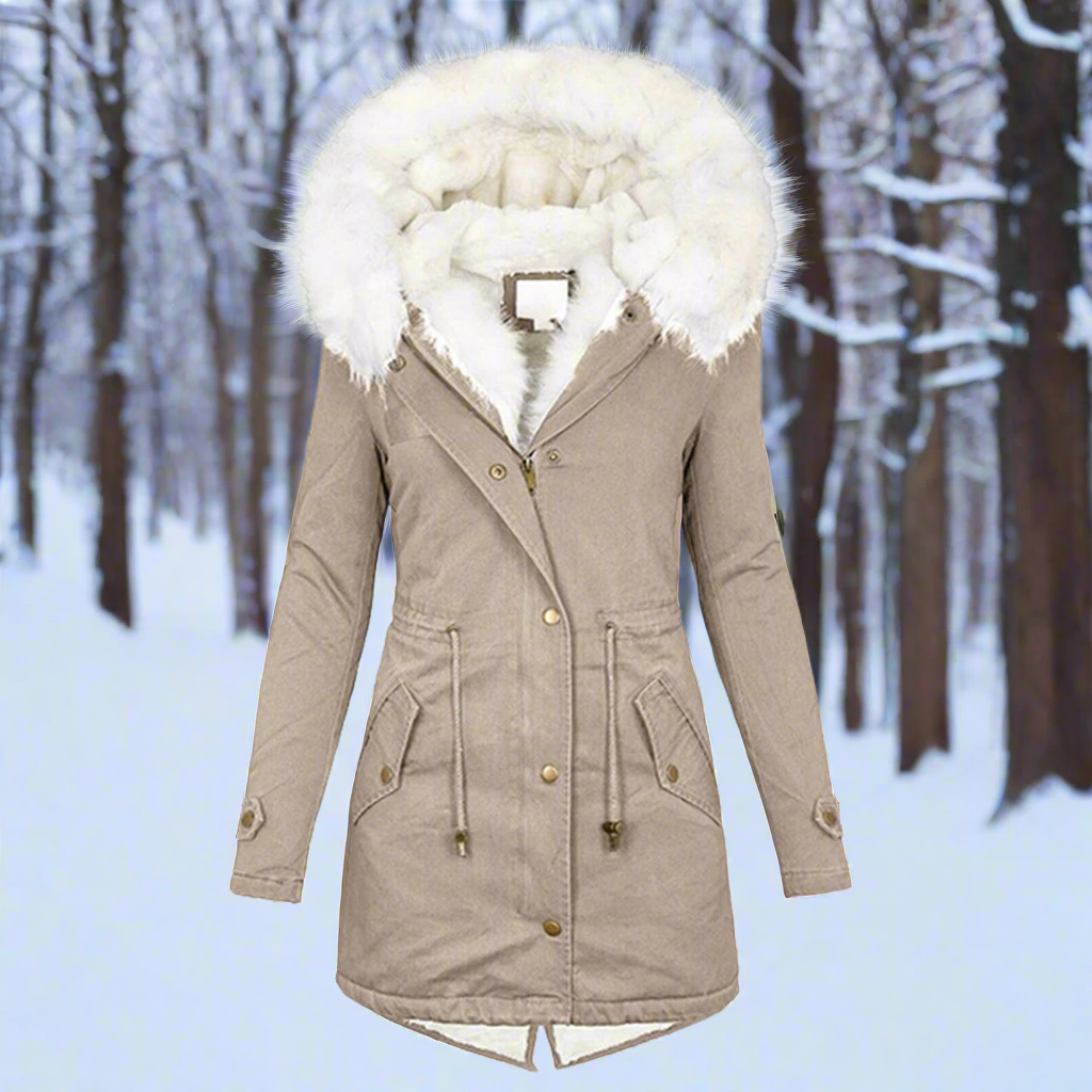 R&B | Faux-Fur-Gefütterte Parka-Jacke - Kapuzenjacke Bis Zur Oberschenkelmitte