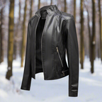 R&B | Lederjacke - Biker-Stil - Reißverschluss - Stehkragen - Slim Fit