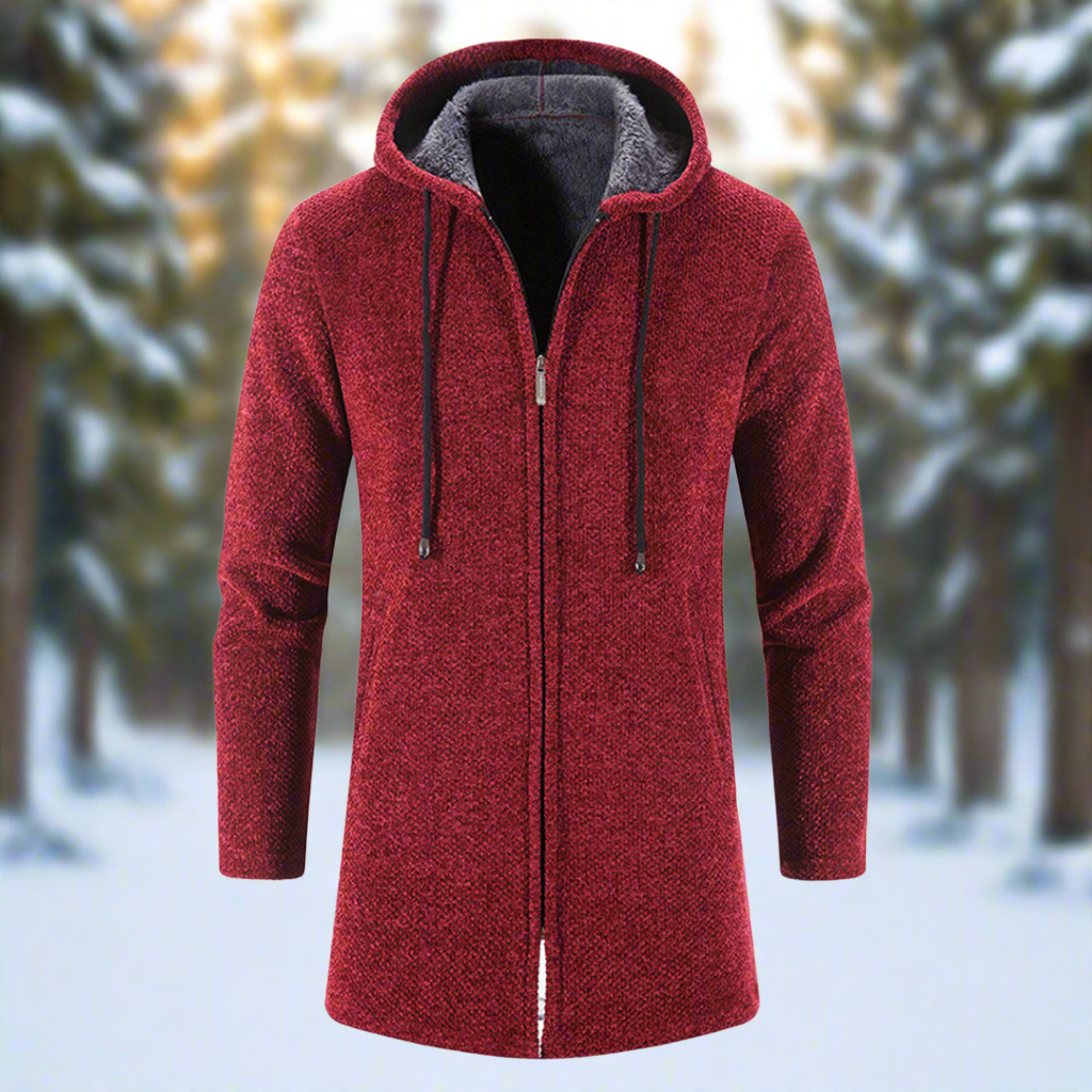 R&B | Jacke Mittellang Reißverschluss mit Kapuze Warm und Bequem