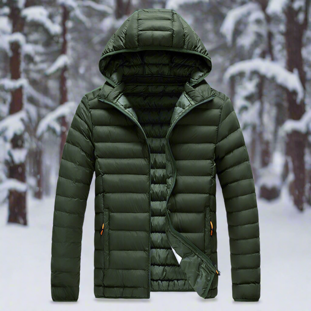 R&B | Nylon Pufferjacke mit Kapuze, gesteppte Pufferjacke
