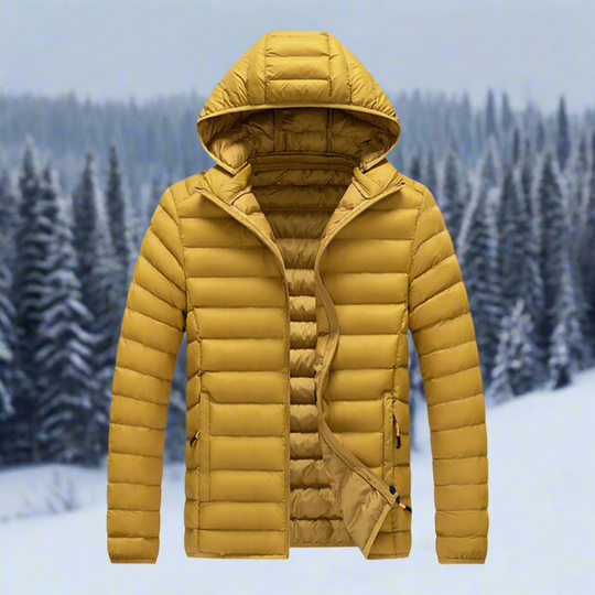 R&B | Daunenjacke Leichtes Steppdesign Abnehmbare Kapuze Winddicht und Warm
