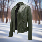 R&B | Lederjacke - Biker-Stil - Reißverschluss - Stehkragen - Slim Fit