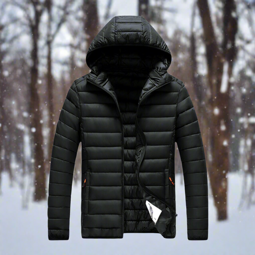 R&B | Daunenjacke Leichtes Steppdesign Abnehmbare Kapuze Winddicht und Warm