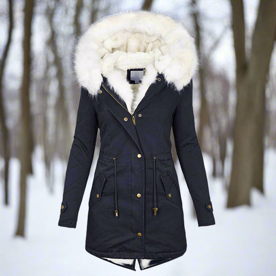 R&B | Faux-Fur-Gefütterte Parka-Jacke - Kapuzenjacke Bis Zur Oberschenkelmitte