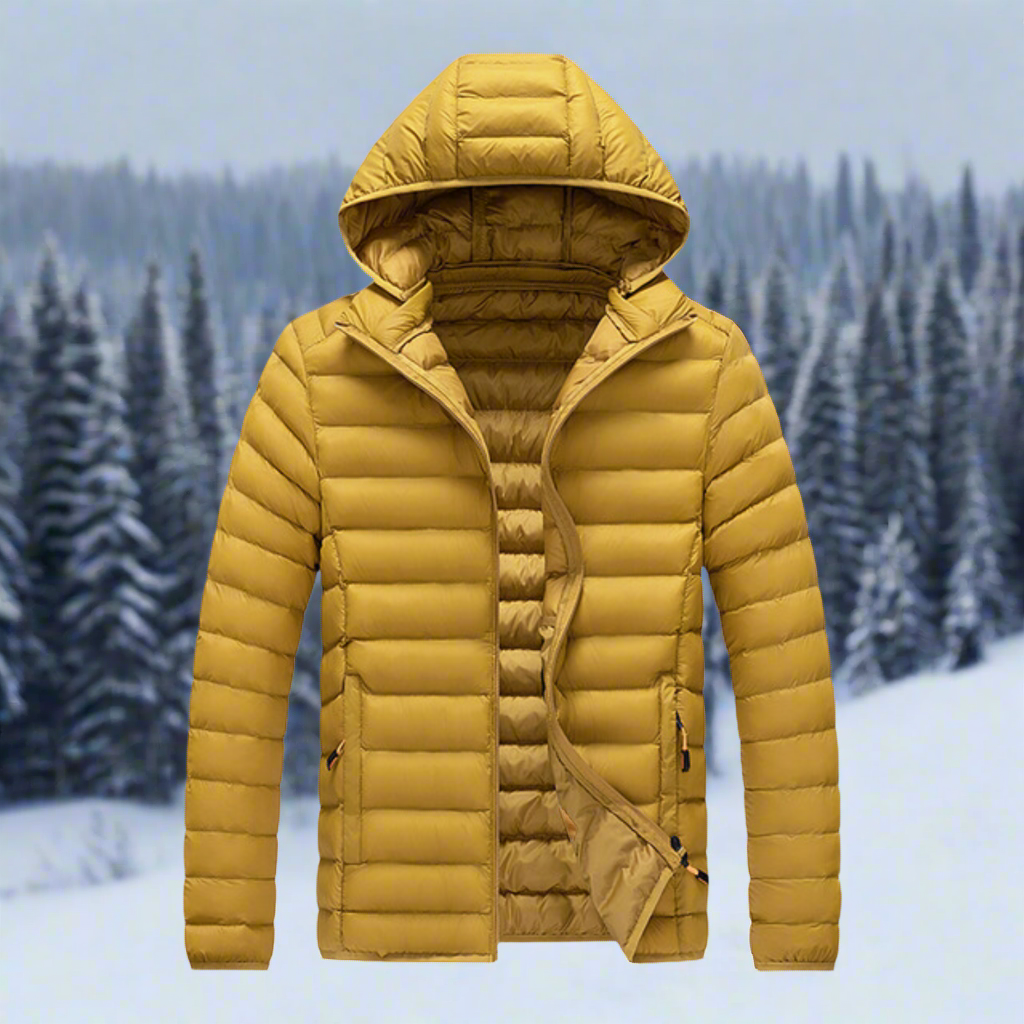 R&B | Nylon Pufferjacke mit Kapuze, gesteppte Pufferjacke