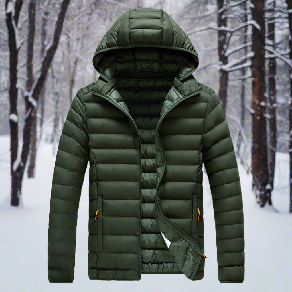 R&B | Daunenjacke Leichtes Steppdesign Abnehmbare Kapuze Winddicht und Warm