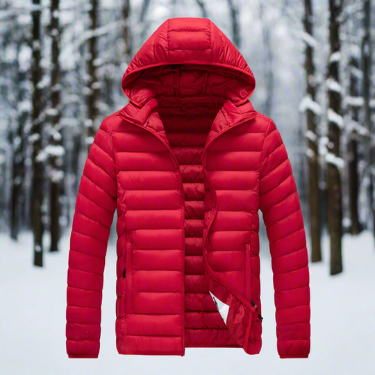R&B | Daunenjacke Leichtes Steppdesign Abnehmbare Kapuze Winddicht und Warm