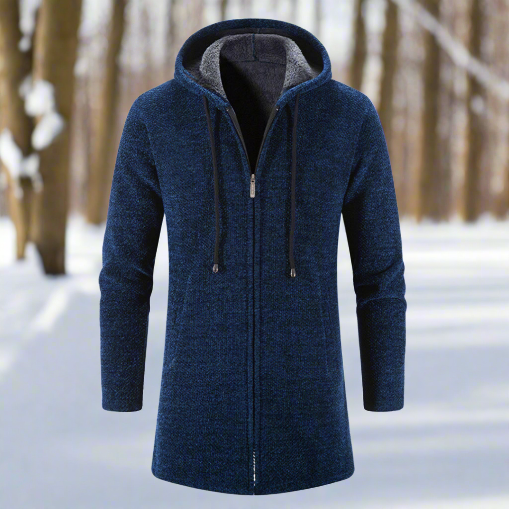 R&B | Jacke Mittellang Reißverschluss mit Kapuze Warm und Bequem