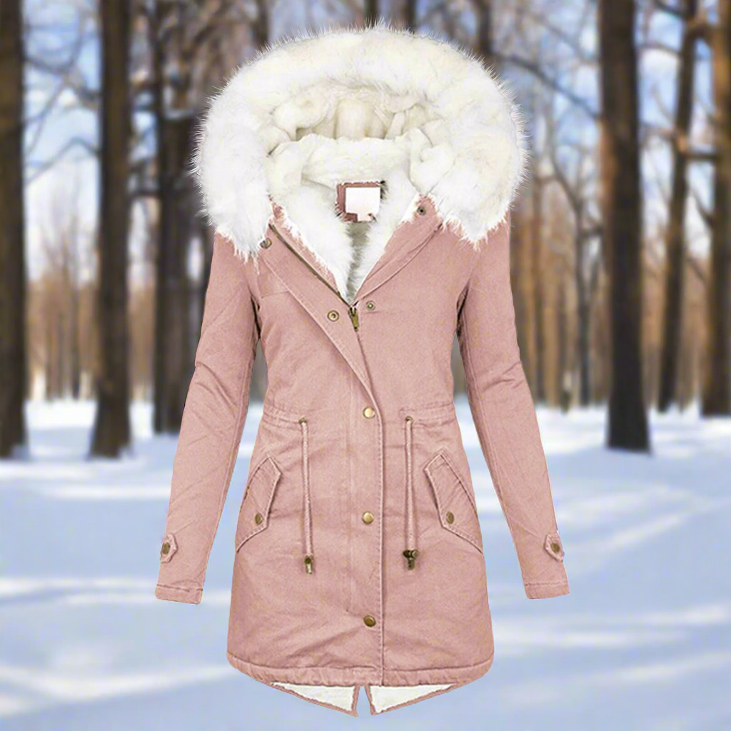 R&B | Faux-Fur-Gefütterte Parka-Jacke - Kapuzenjacke Bis Zur Oberschenkelmitte