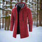 R&B | Jacke Mittellang Reißverschluss mit Kapuze Warm und Bequem