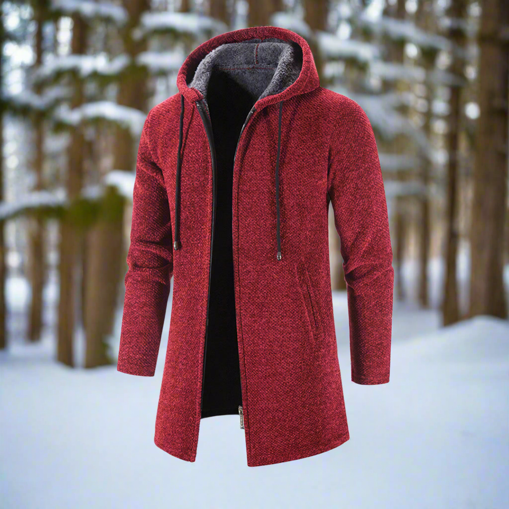 R&B | Jacke Mittellang Reißverschluss mit Kapuze Warm und Bequem