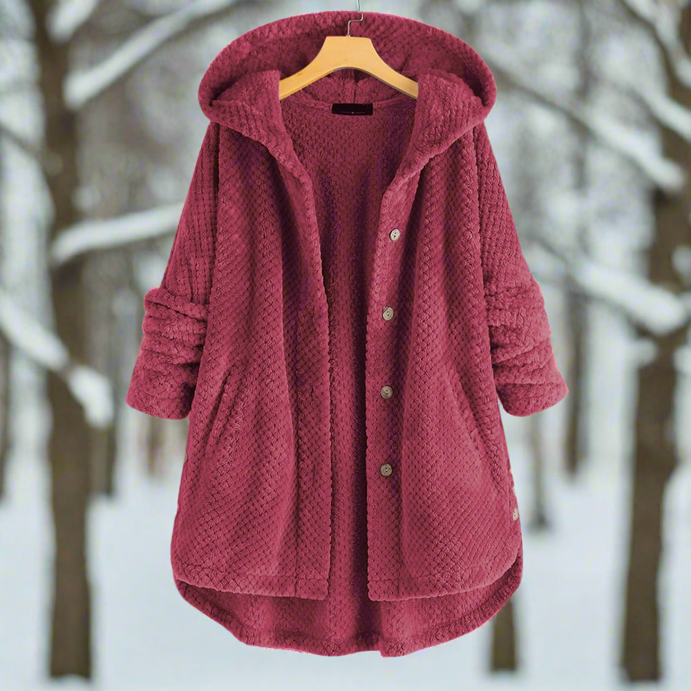 R&B | Bademantel - Strukturiertes Fleece - Lange und Lockere Passform - Knopfverschluss mit Taschen