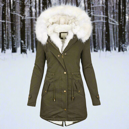 R&B | Faux-Fur-Gefütterte Parka-Jacke - Kapuzenjacke Bis Zur Oberschenkelmitte