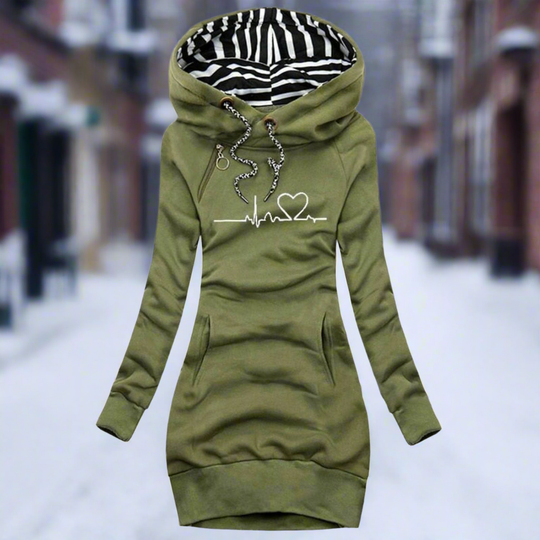 R&B | Sweatshirt Kleid Langarm mit Kapuze Kängurutasche Lässiger Komfort
