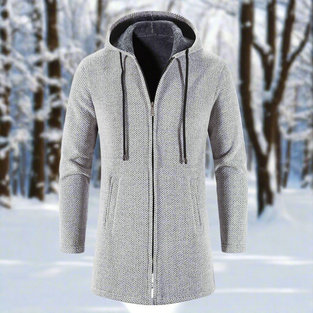 R&B | Jacke Mittellang Reißverschluss mit Kapuze Warm und Bequem