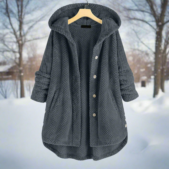 R&B | Bademantel - Strukturiertes Fleece - Lange und Lockere Passform - Knopfverschluss mit Taschen