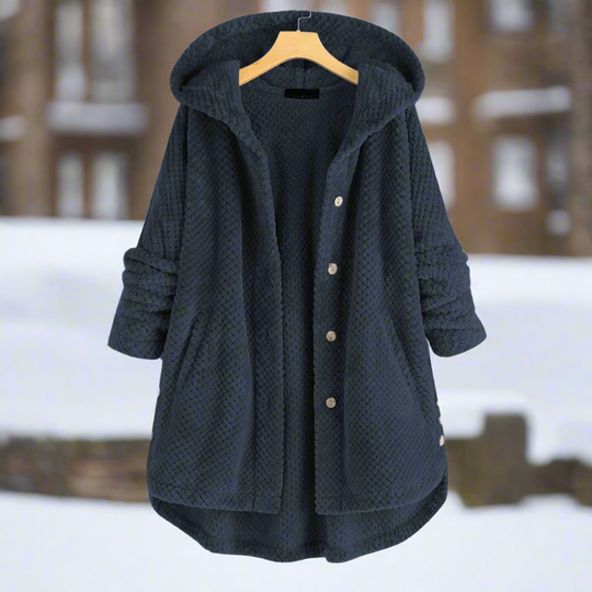 R&B | Bademantel - Strukturiertes Fleece - Lange und Lockere Passform - Knopfverschluss mit Taschen