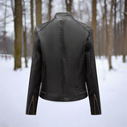R&B | Lederjacke - Biker-Stil - Reißverschluss - Stehkragen - Slim Fit