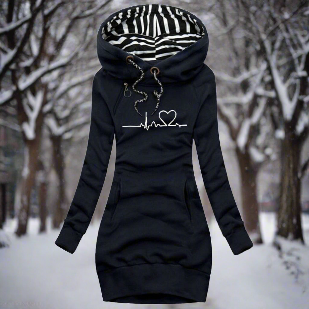 R&B | Sweatshirt Kleid Langarm mit Kapuze Kängurutasche Lässiger Komfort