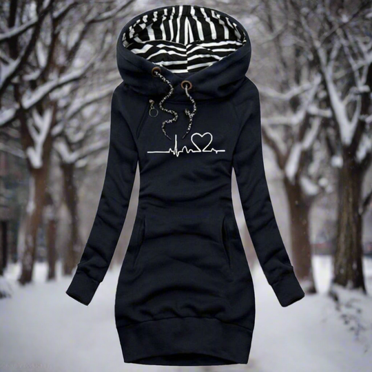 R&B | Sweatshirt Kleid Langarm mit Kapuze Kängurutasche Lässiger Komfort