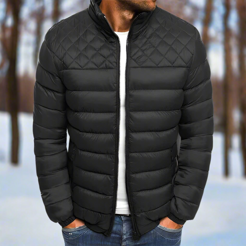 R&B | Steppgefütterte Jacke Stehkragen Reißverschluss Vorderjacke
