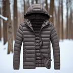 R&B | Nylon Pufferjacke mit Kapuze, gesteppte Pufferjacke