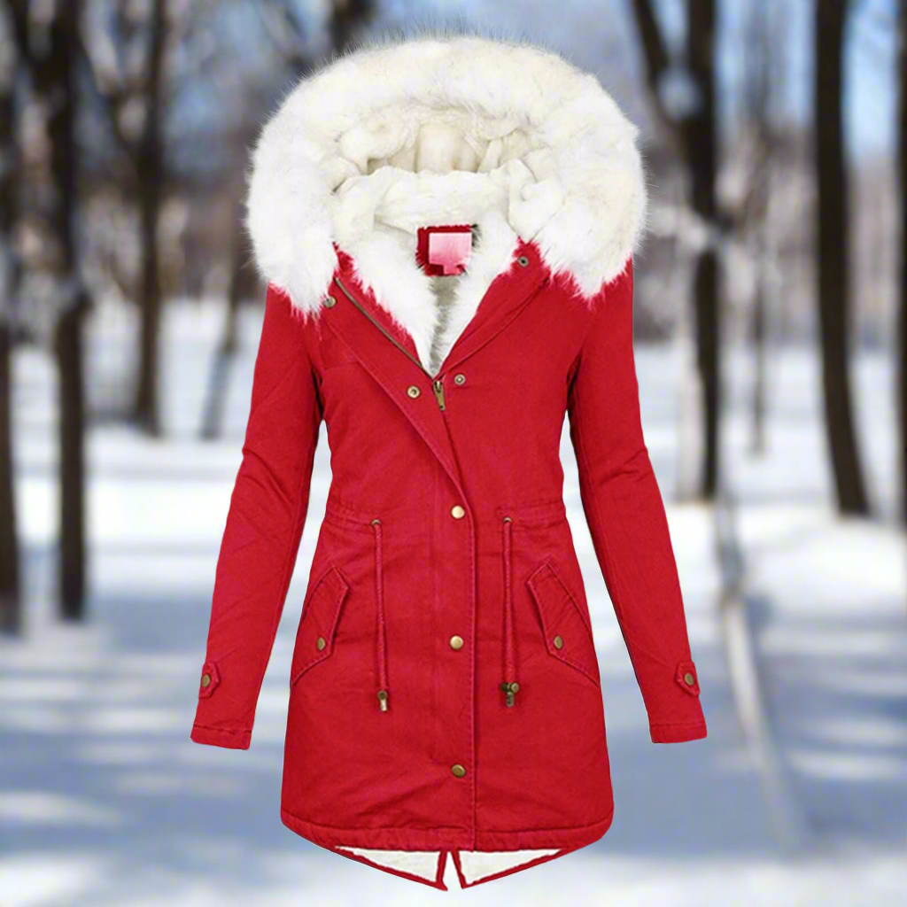 R&B | Faux-Fur-Gefütterte Parka-Jacke - Kapuzenjacke Bis Zur Oberschenkelmitte