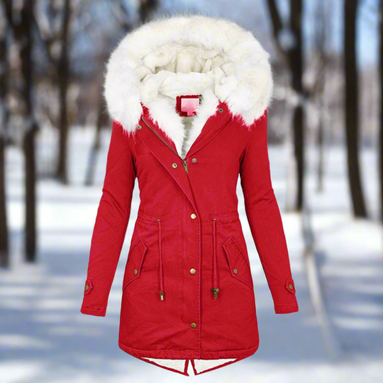 R&B | Faux-Fur-Gefütterte Parka-Jacke - Kapuzenjacke Bis Zur Oberschenkelmitte