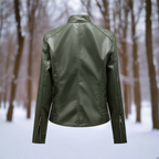 R&B | Lederjacke - Biker-Stil - Reißverschluss - Stehkragen - Slim Fit