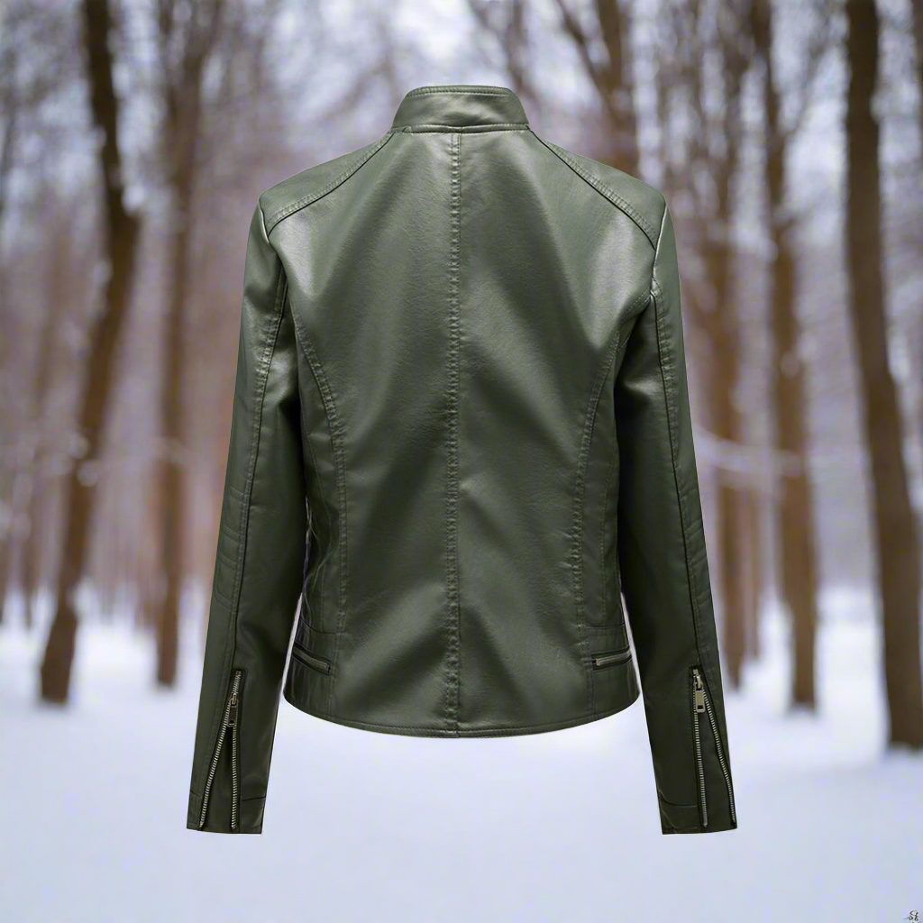 R&B | Lederjacke - Biker-Stil - Reißverschluss - Stehkragen - Slim Fit