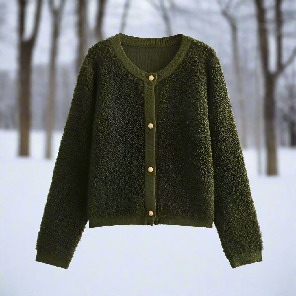 R&B | Cardigan-Jacke Weiche Teddy-Textur Offene Vorderseite Lässiger Schnitt