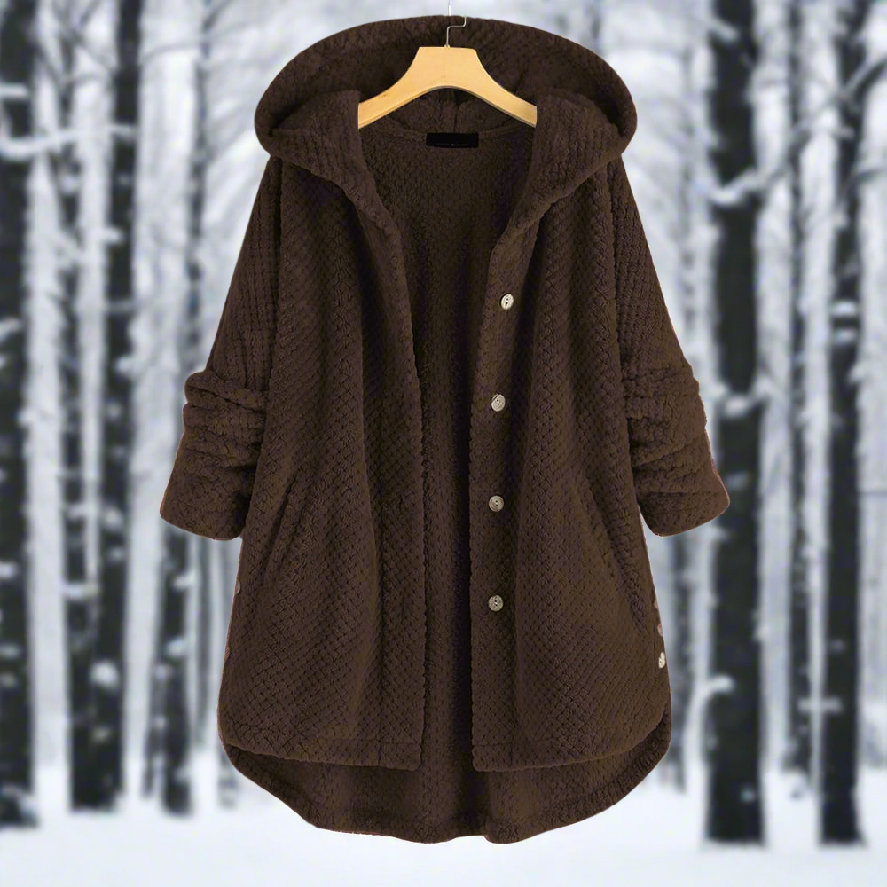 R&B | Bademantel - Strukturiertes Fleece - Lange und Lockere Passform - Knopfverschluss mit Taschen