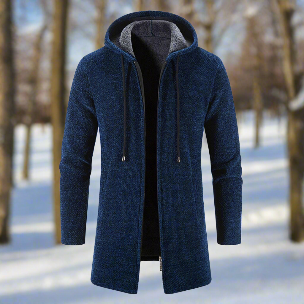 R&B | Jacke Mittellang Reißverschluss mit Kapuze Warm und Bequem