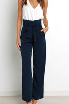 R&B | Hohe Taille Paperbag Hose mit Schleifendetail