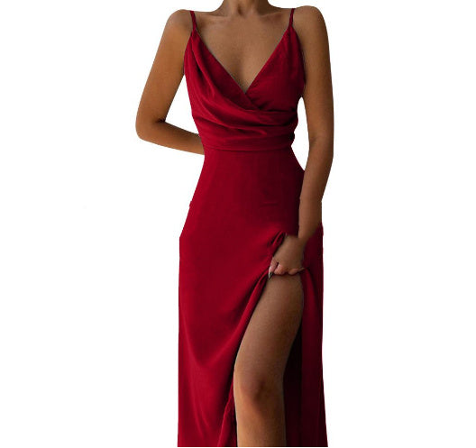 R&B | V-Ausschnitt Midikleid mit Druck und Schlitz