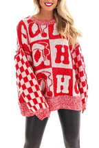 R&B | Weihnachtsbriefe Rundhals Langarm Locker Gestrickter Pullover