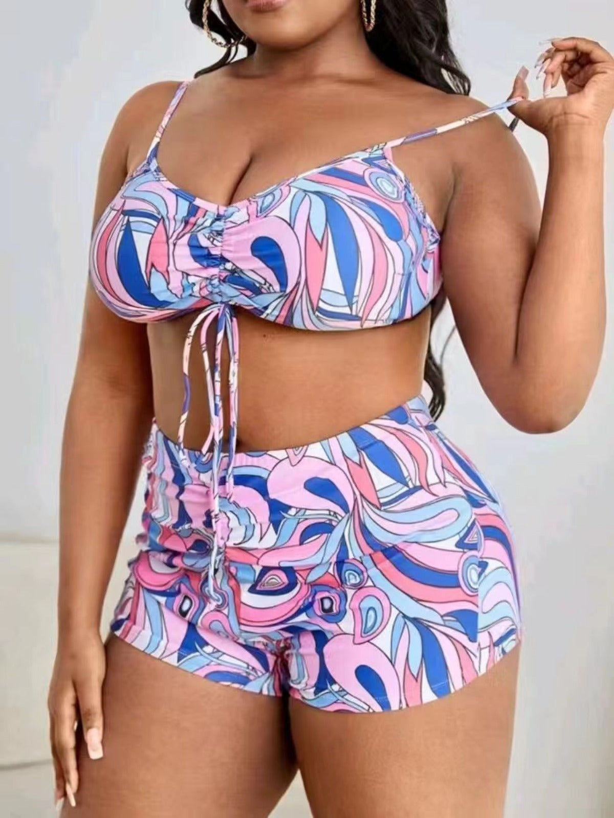 R&B | Große lange Bluse hohe Taille Boxershorts Badeanzug