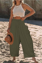 R&B | Plissierte Hose mit weitem Bein und hoher Taille