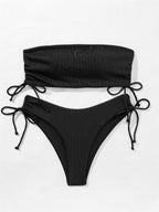 R&B | Split Solid Color Tube Top Bikini