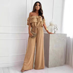 R&B | Jumpsuit mit Rüschenrand und Schulter mit kurzen Ärmeln